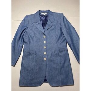 Vintage Blazer Size 14 Denim Jean Jacket USA Cotton 80's Norm Thompson